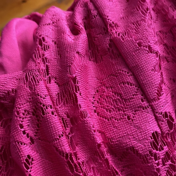 PARTY LACE OVERLAY HOT PINK DRESS by Roxy & Ali Size 2 fully lined Back zip NICE - Picture 2 of 14